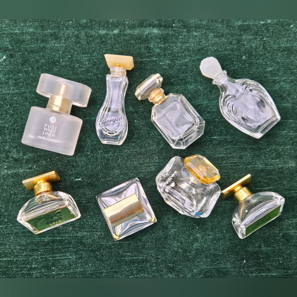 Eight Elegant Glass Perfume Bottle Collection Mini Vintage Bottles Miniatures - Picture 3 of 14